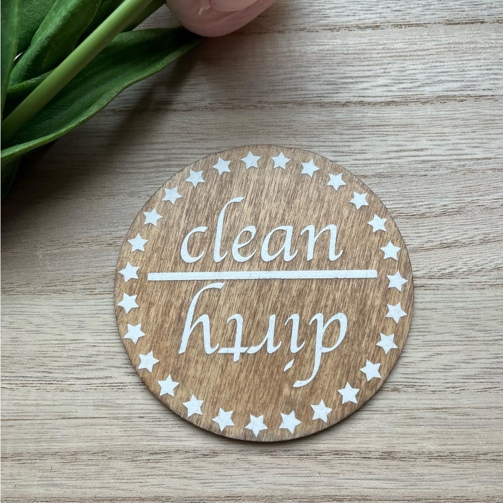 Handmade Wooden Clean Dirty Dishwasher Magnet